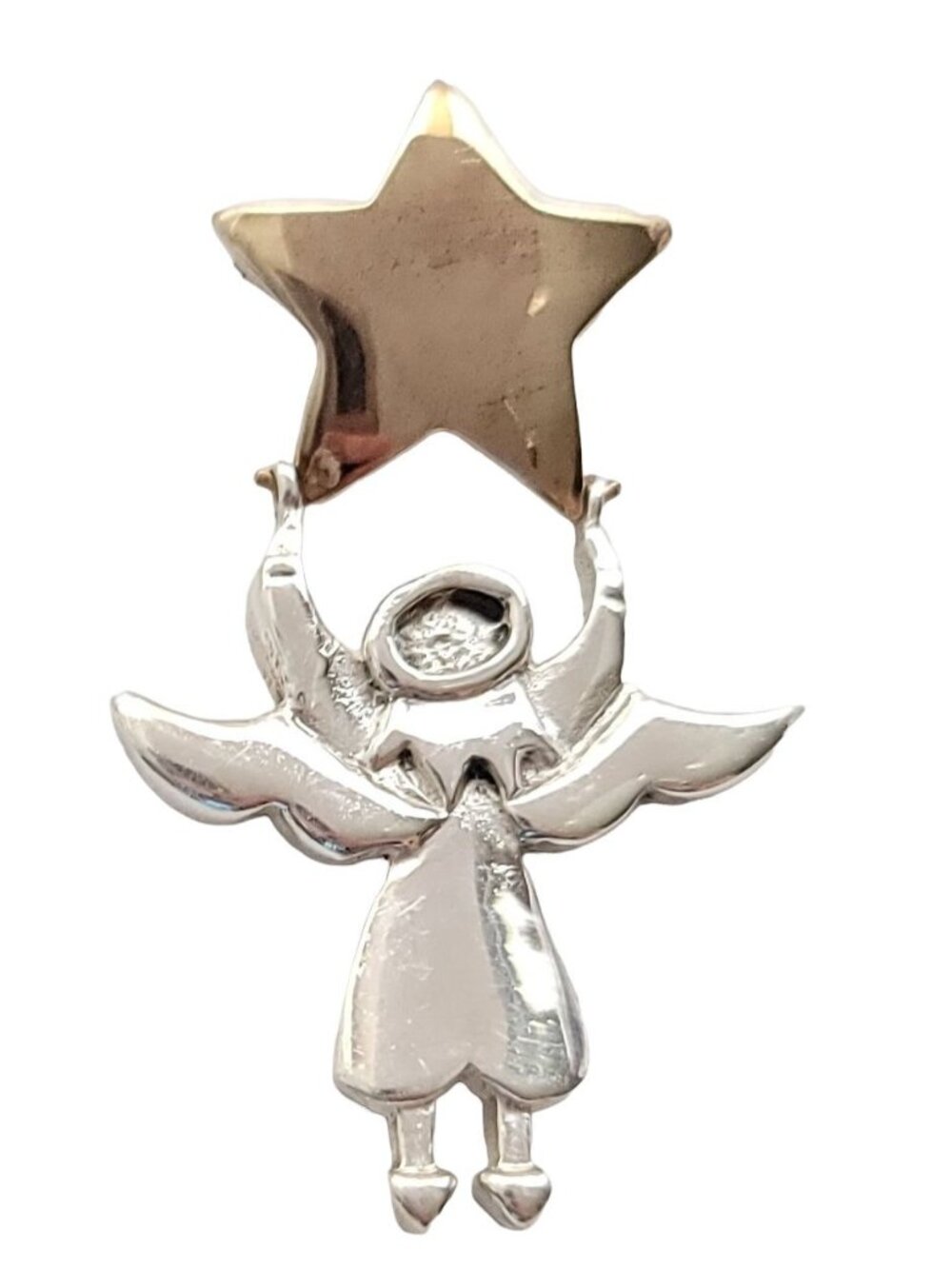 Carol Henry Designs Sterling Silver Brass Star Angel Brooch Pin, Signed